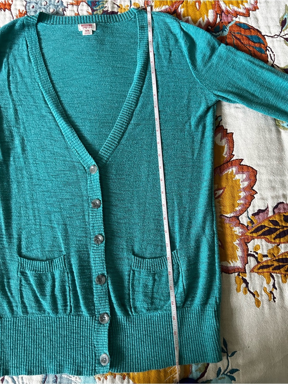 Mossimo Teal Button-Up Women's Cardigan Sweater - Picture 4 of 9